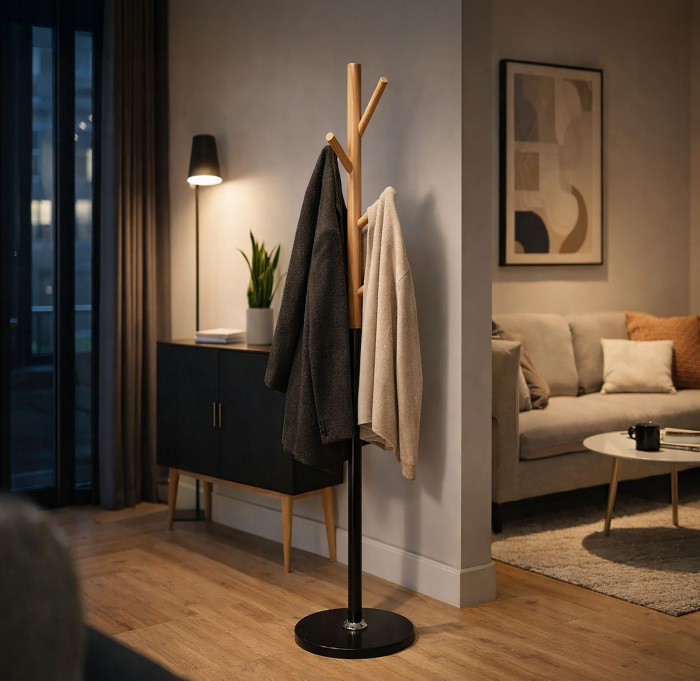 Cuier tip copac lemn fag și metal negru cu brațe [7]