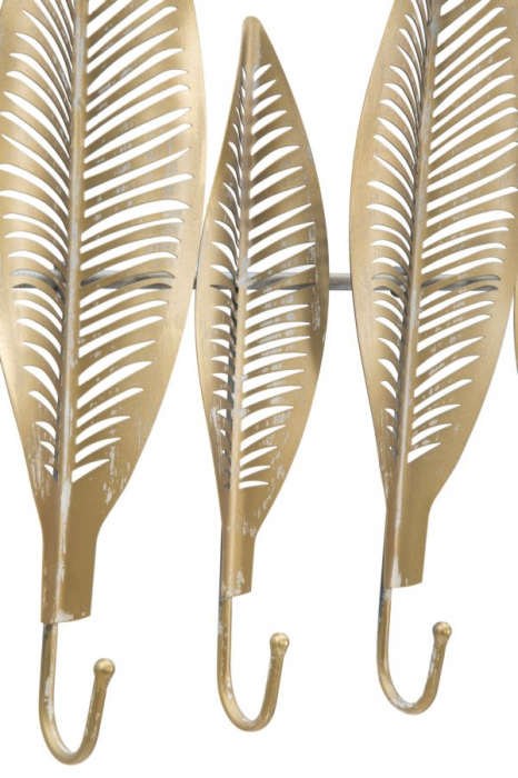 Cuier decorativ auriu frunze metalice CreativDeco [3]