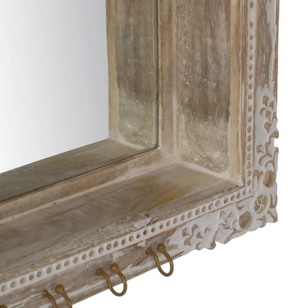 Cuier perete vintage cu oglinda si raft | Cuiere elegante [4]