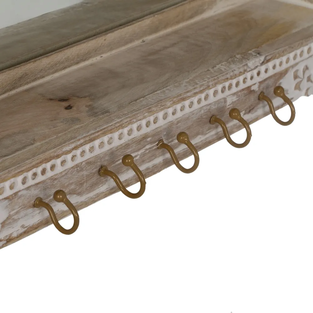 Cuier perete vintage cu oglinda si raft | Cuiere elegante [5]
