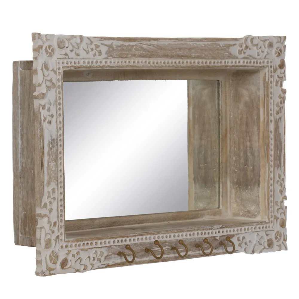 Cuier perete vintage cu oglinda si raft | Cuiere elegante [2]