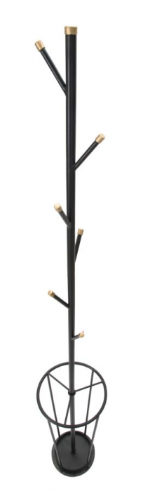 Cuier pom cu suport umbrela, negru auriu, metal [3]
