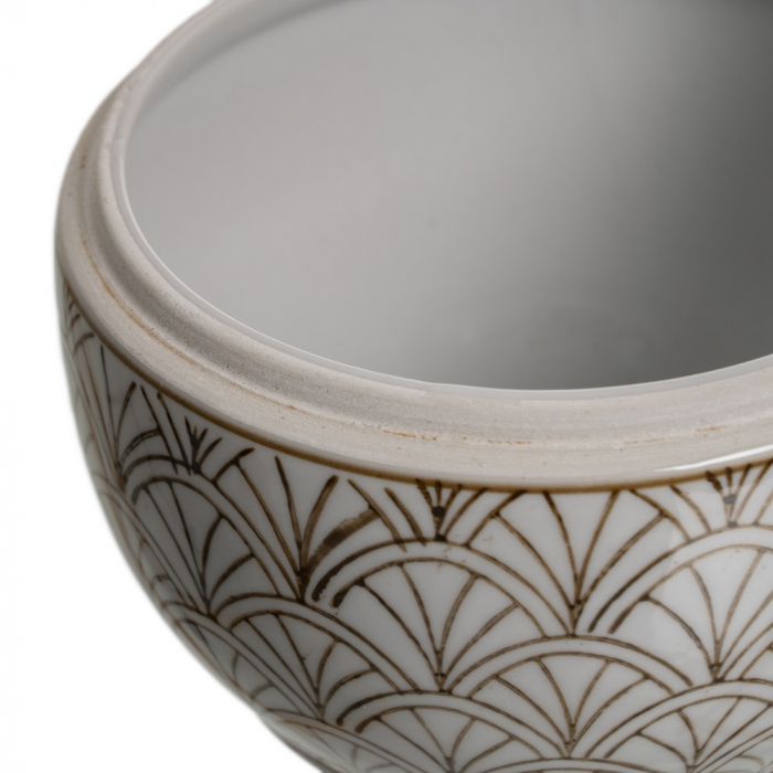 Cutie portelan alb-maro pentru decor si organizare|Accesorii ceramice pentru decor natural [4]