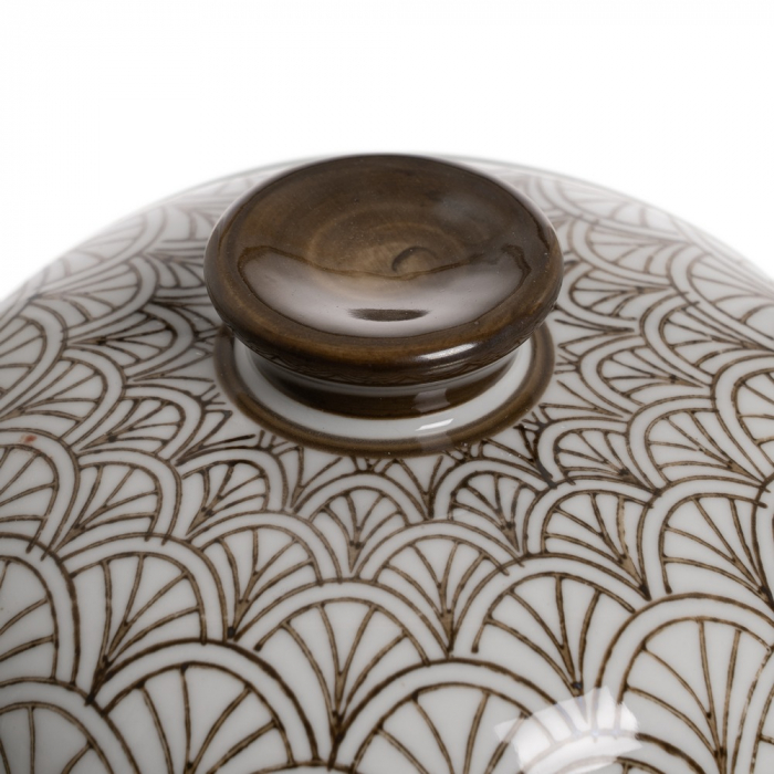 Cutie portelan alb-maro pentru decor si organizare|Accesorii ceramice pentru decor natural [5]