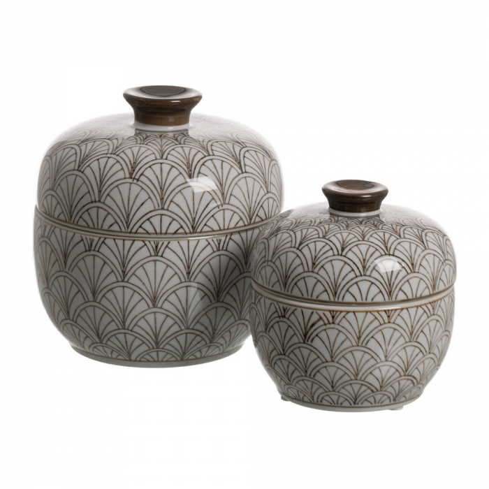 Cutie portelan alb-maro pentru decor si organizare|Accesorii ceramice pentru decor natural [2]
