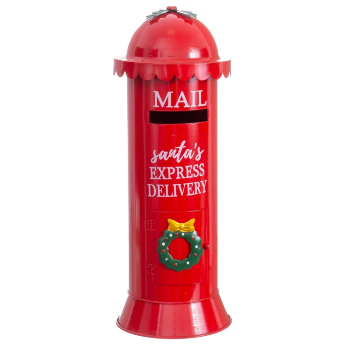 Cutie poștală înaltă roșie cu margine ondulată și inscripția Mail Santa Express Delivery pentru scrisori [2]
