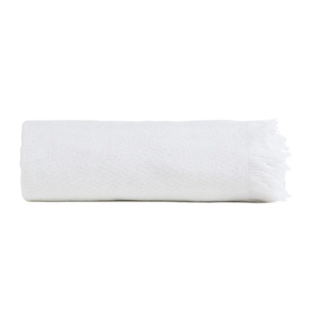 Cuvertura alba bumbac cu tesatura V | Cuverturi elegante [1]