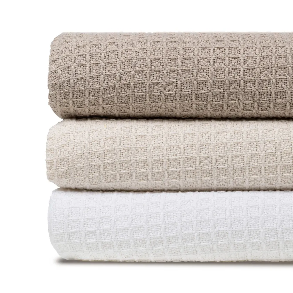 Cuvertura crem bumbac tesatura fagure | Cuverturi elegante [2]