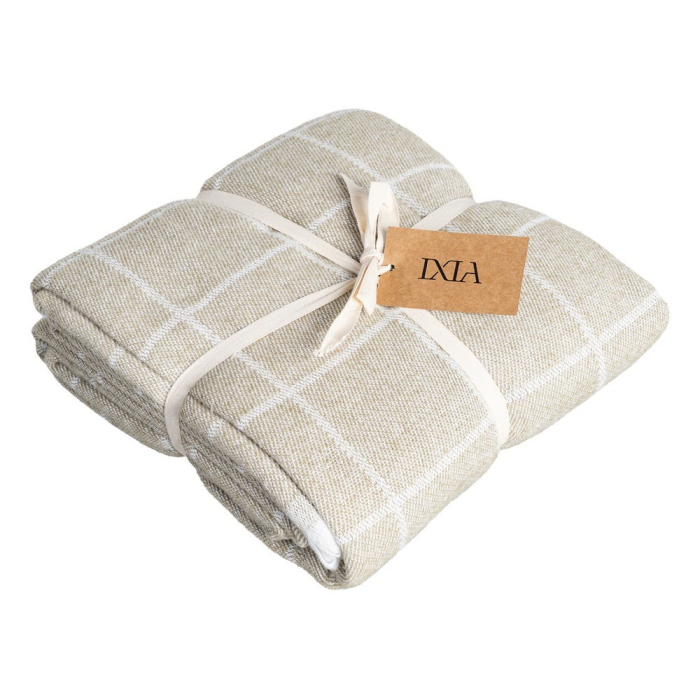 Cuvertură din bumbac verde deschis cu model in carouri si franjuri [5]