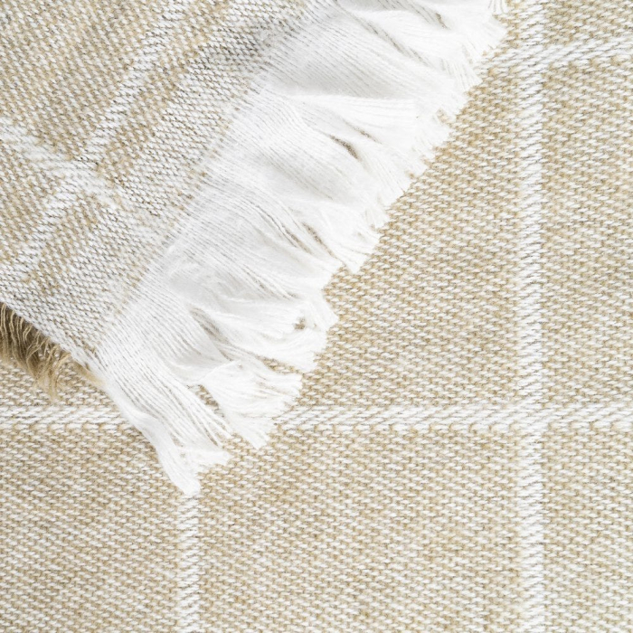 Cuvertură din bumbac verde deschis cu model in carouri si franjuri [3]