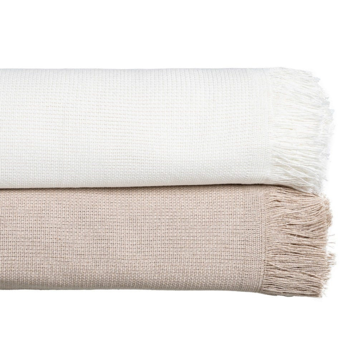 Cuvertură maro deschis din bumbac cu textură simplă 250 x 260 cm [2]