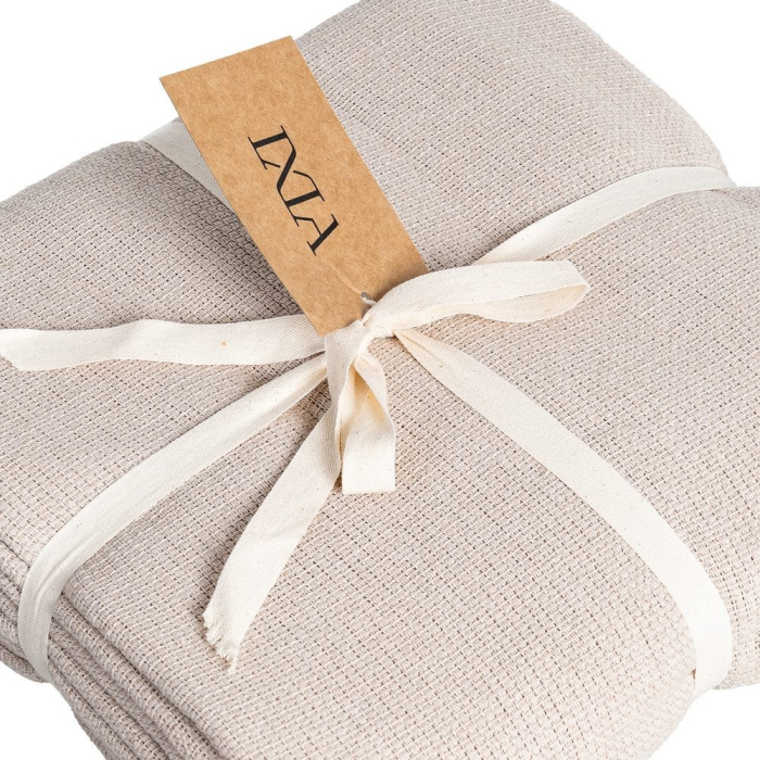 Cuvertură maro deschis din bumbac cu textură simplă 250 x 260 cm [5]