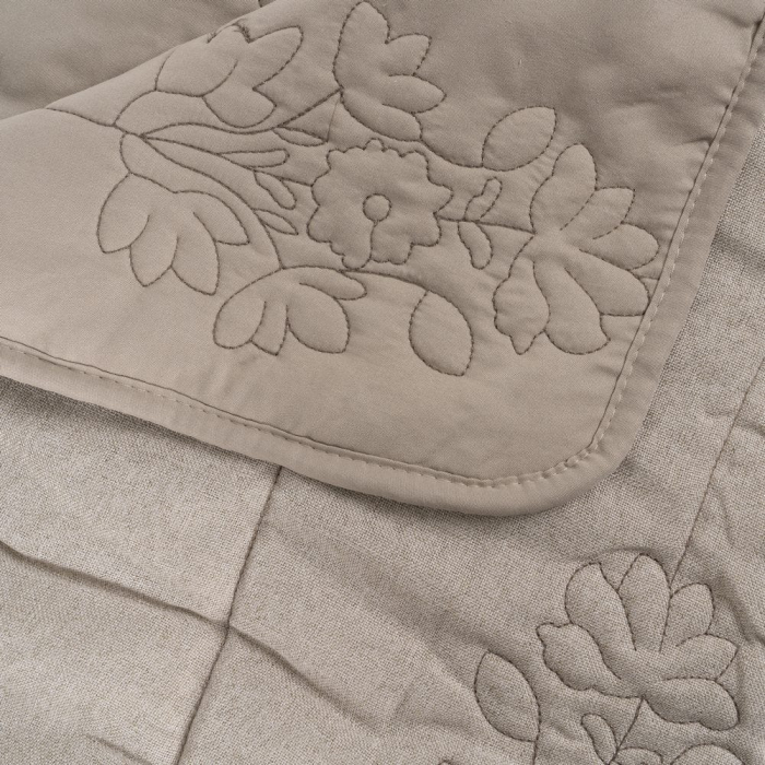 Cuvertura taupe matlasata model floral | Cuverturi moderne [2]