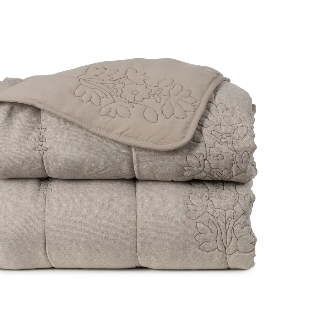 Cuvertura taupe mare model floral | Cuverturi de lux [1]