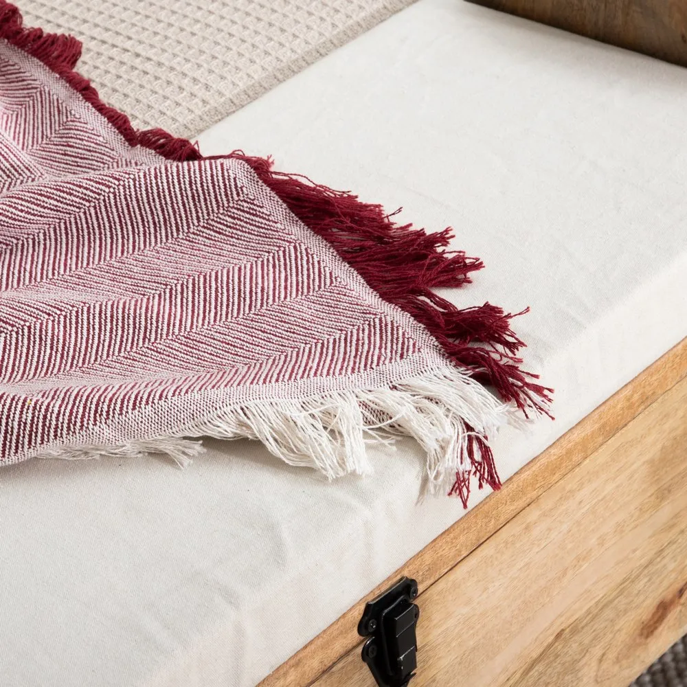 Cuvertura tesuta rustica alb si grena | Cuverturi traditionale [7]