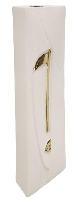 Decor perete ceramic alb cu detalii aurii pentru living și spații elegante din ceramică design vertical [2]