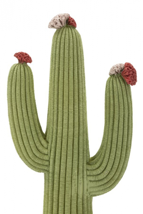 Decorațiune cactus din rășină verde cu flori roșii [4]