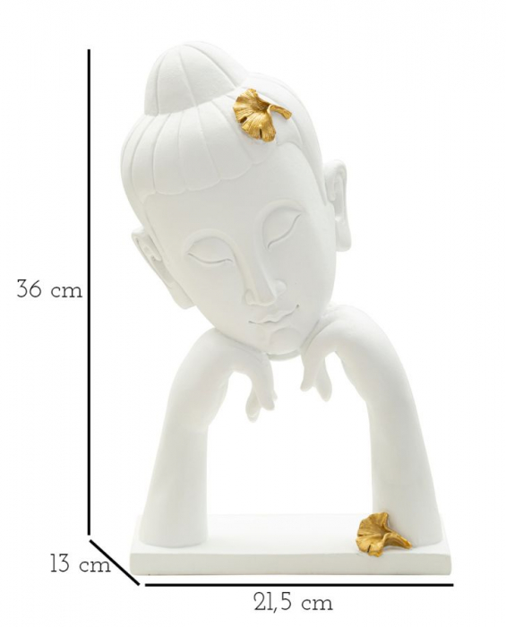 Statueta Buddha alb cu frunze decorative - CreativDeco.ro   [7]