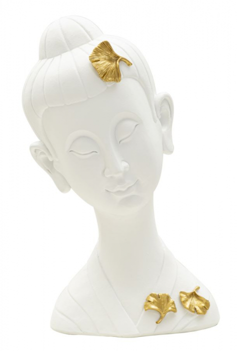 Cap Buddha alb cu frunze aurii - CreativDeco.ro   [1]