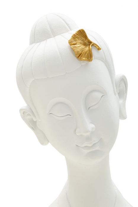 Cap Buddha alb cu frunze aurii - CreativDeco.ro   [2]
