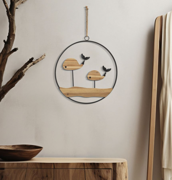 Balene Stilizate Lemn si Metal - Decor Marin CreativDeco [5]