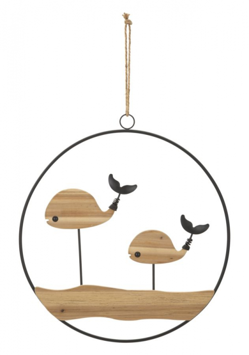 Balene Stilizate Lemn si Metal - Decor Marin CreativDeco [1]