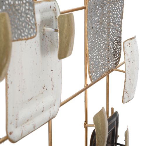Decoratiune metalica perete gri aurie cu model abstract Cubes [4]