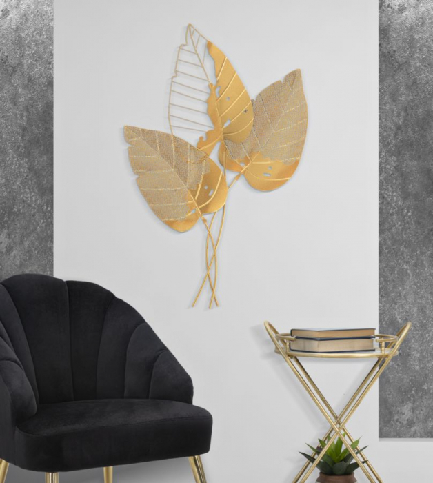 Decoratiune Metalica cu Frunze si Finisaj Auriu - CreativDeco [5]