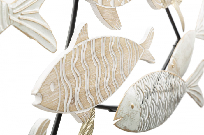 Decorațiune Perete Pești Stilizați cu Finisaje Metalice CreativDeco - Element Nautic Distinctiv [4]