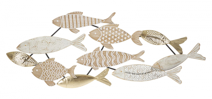 Decorațiune Perete Pești Stilizați cu Finisaje Metalice CreativDeco - Element Nautic Distinctiv [1]