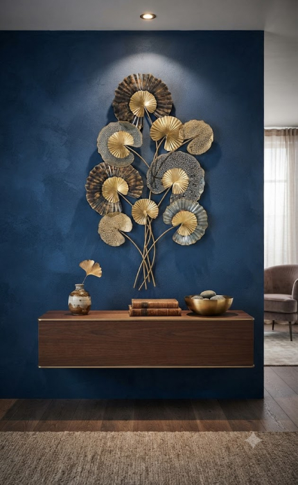 Decorațiune de perete florală din metal auriu multicolor [2]