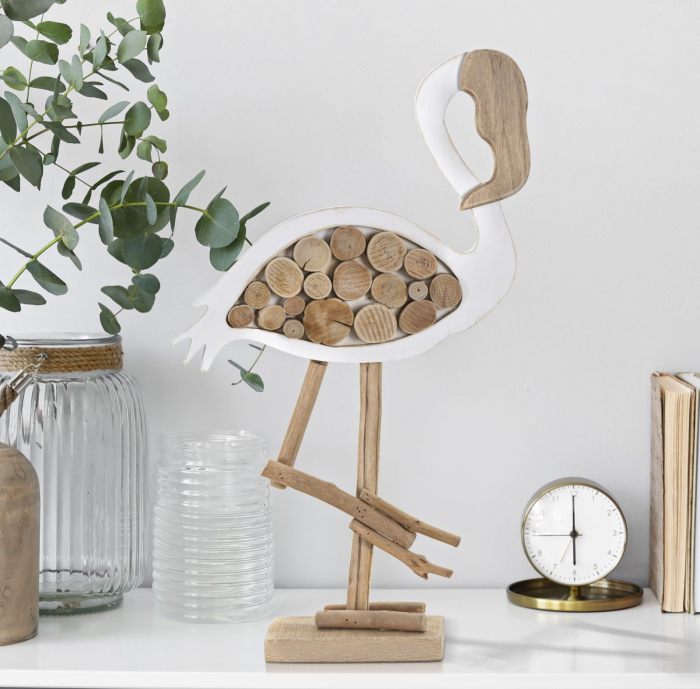 Decoratiune lemn Flamingo Nature | Arta tropicala decor | CreativDeco.ro [6]