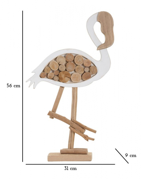 Decoratiune lemn Flamingo Nature | Arta tropicala decor | CreativDeco.ro [7]