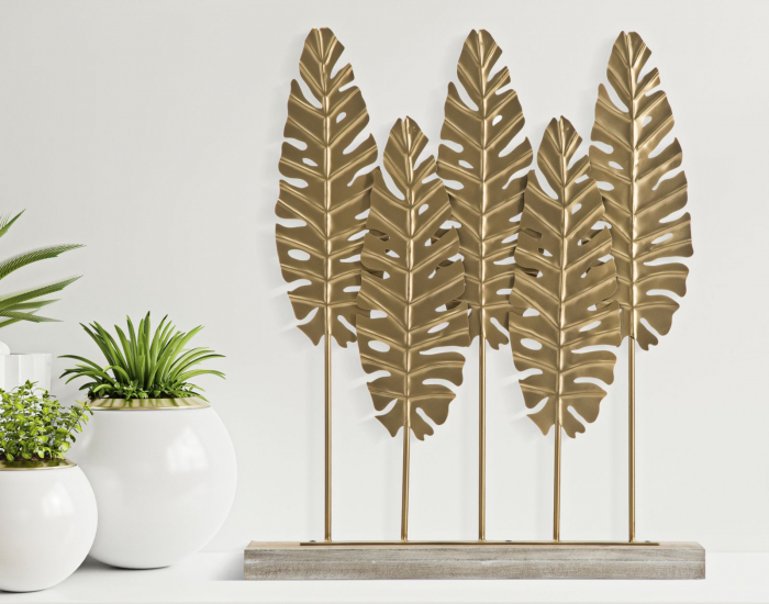 Ornament Long Leaf auriu metalic - CreativDeco.ro   [5]
