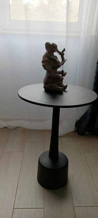 Decoratiune elefant cu copil, policompozit, gri, [3]