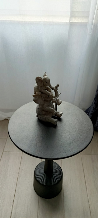 Decoratiune elefant cu copil, policompozit, gri, [4]