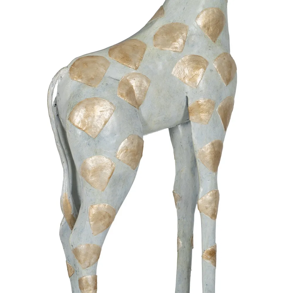 Decoratiune Girafa metal, alb auriu [5]