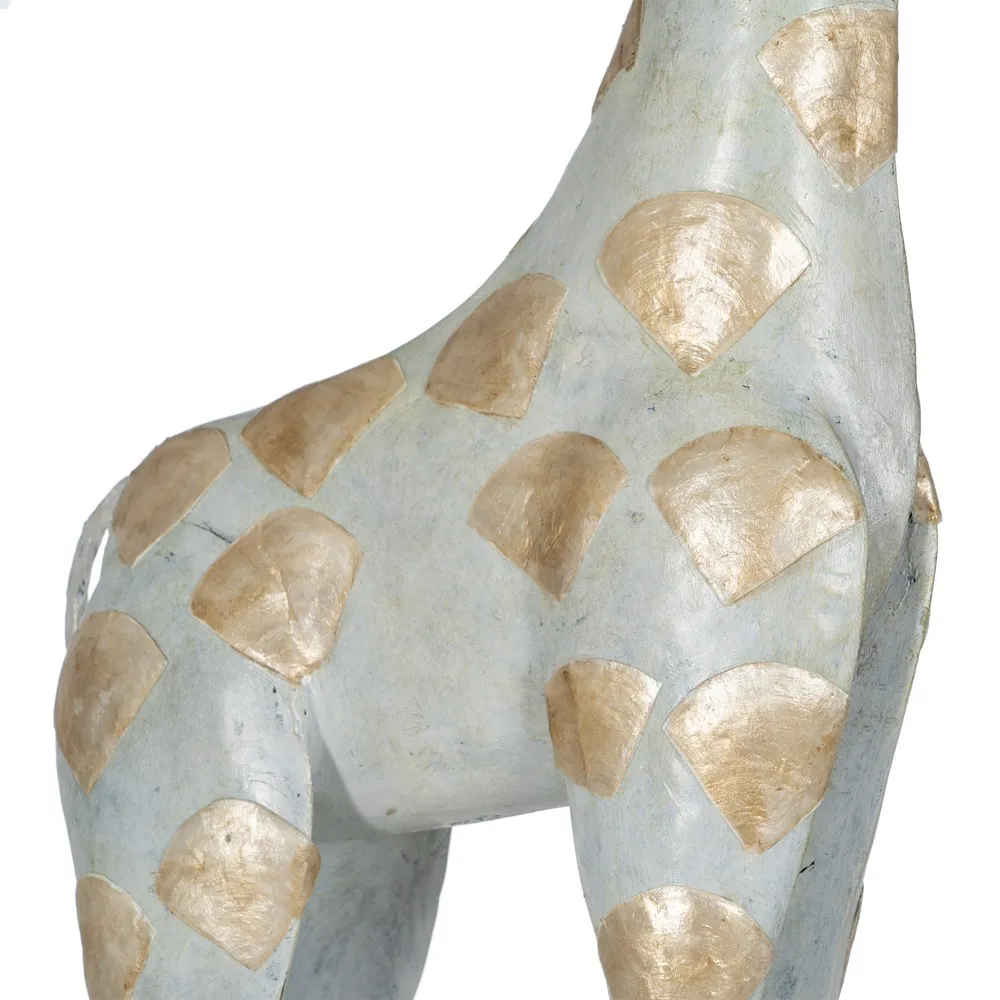 Decoratiune Girafa metal, alb auriu [4]