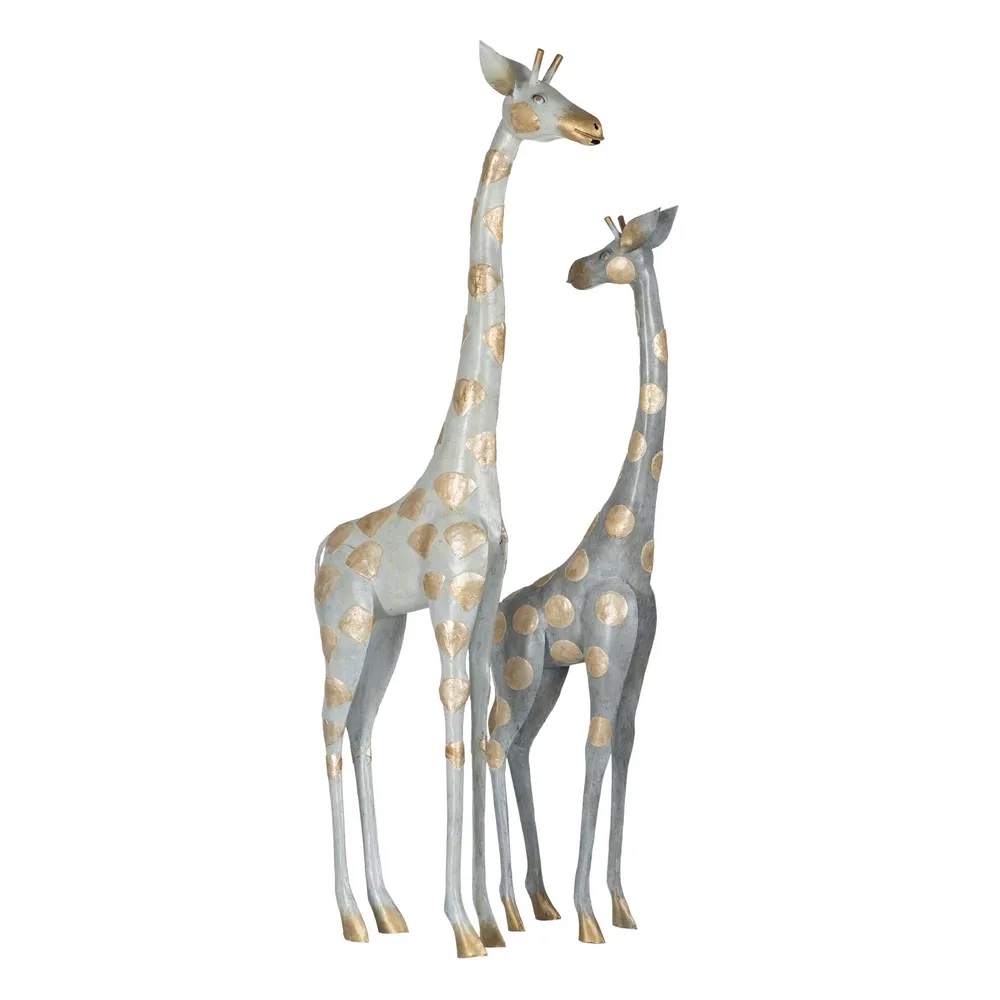 Decoratiune Girafa metal, alb auriu [2]