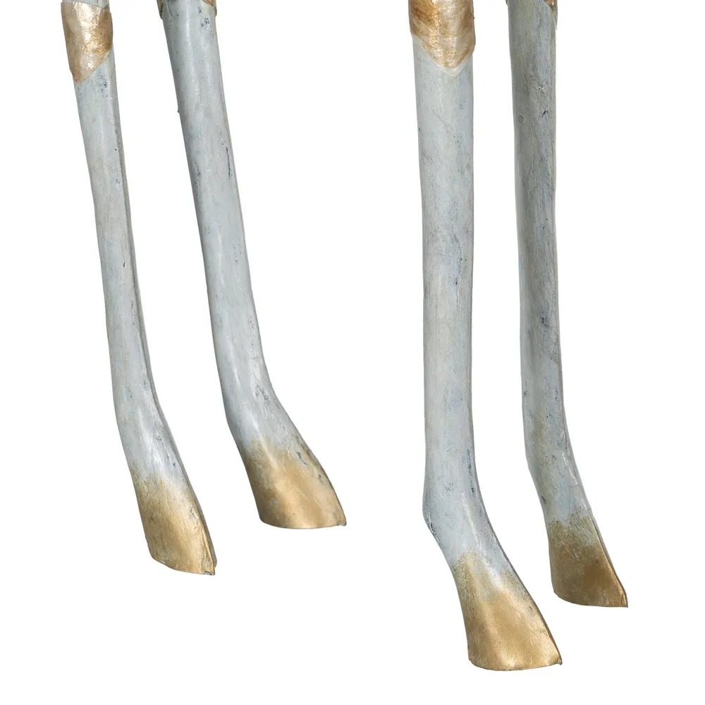 Decoratiune Girafa metal, alb auriu [6]