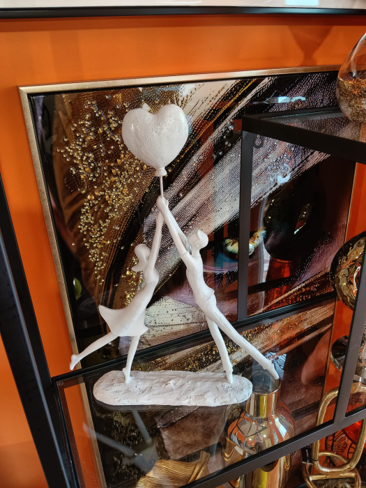Decorațiune handmade din rășină albă, Cuplu cu inimă [12]