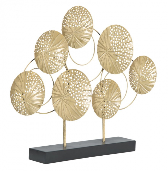 Decoratiune metalica sapte discuri aurii perforate Panel -C- 56x43 - CreativDeco.ro [2]