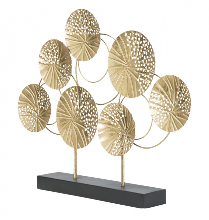 Decoratiune metalica sapte discuri aurii perforate Panel -C- 56x43 - CreativDeco.ro [3]