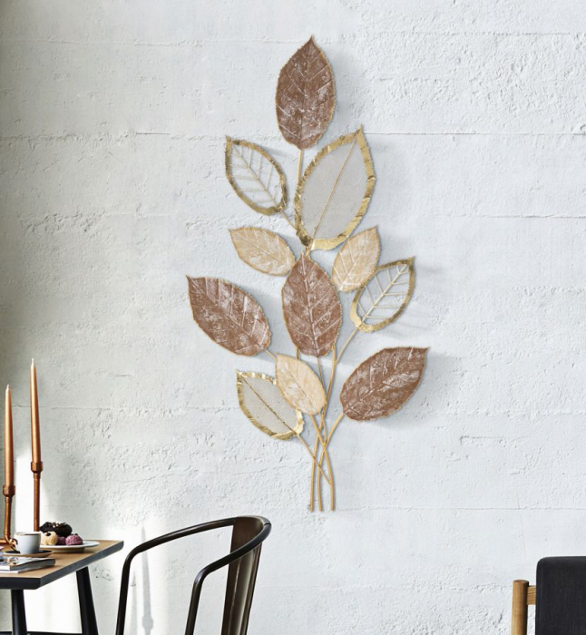 Decoratiune Perete Frunze Maro Alb CreativDeco - Eleganta Naturala pentru Living si Birou [5]