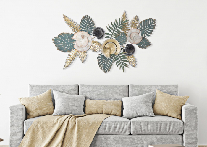 Decoratiune Flori Aurii Frunze Verzi - CreativDeco [7]
