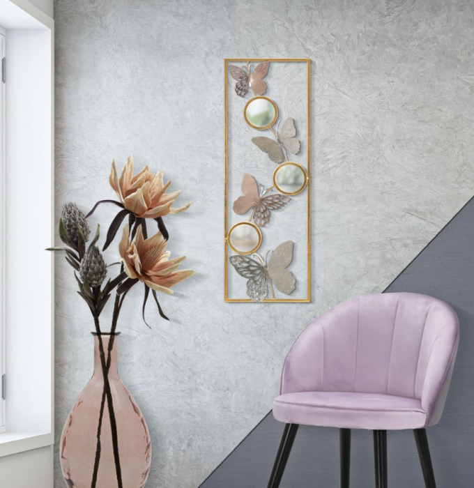 Decorațiune Metalica Verticala Fluturi Aurii CreativDeco [5]
