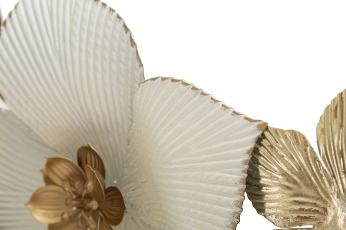 Decoratiune Perete Metalica Flori Frunze Alb Auriu CreativDeco - Modernitate si Stil [2]