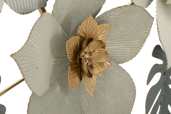 Decoratiune Perete Metalica Flori Frunze Alb Auriu CreativDeco - Modernitate si Stil [4]