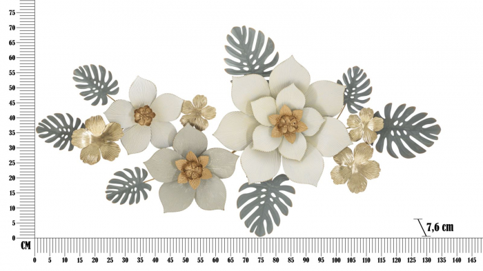 Decoratiune Perete Metalica Flori Frunze Alb Auriu CreativDeco - Modernitate si Stil [6]