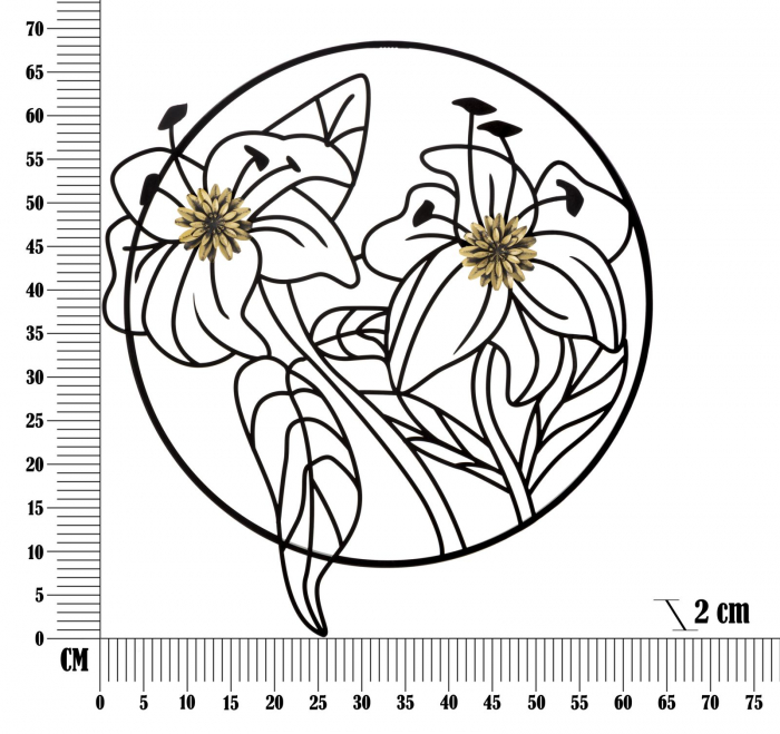 Decorațiune Metalica Circulara Flori Stilizate Auriu CreativDeco [6]